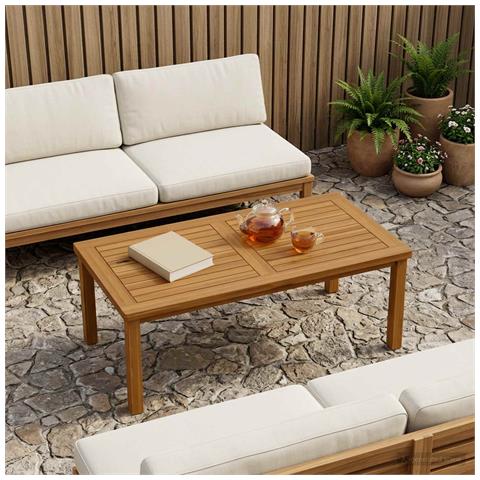 Piano del tavolo Rettangolare Legno di teak solido Naturale - Foto 2