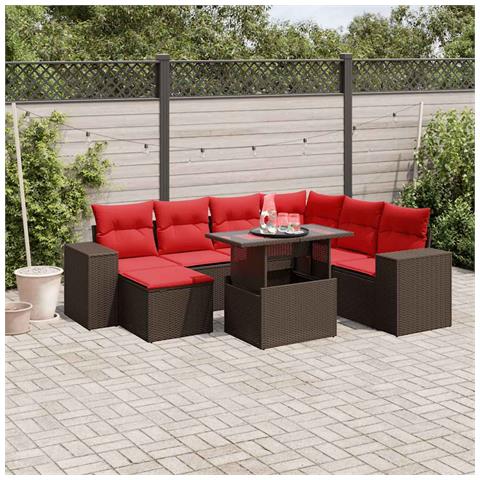Set Divani da Giardino 8 pz con Cuscini Marrone in Polyrattan - Foto 2