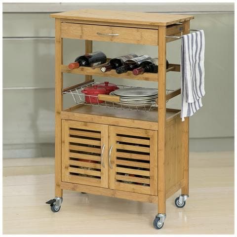 Carrello Di Servizio, scaffalle Da Cucina, portaoggetti Su Rotelle, con Armadietto, fkw53-n - Foto 1