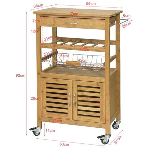 Carrello Di Servizio, scaffalle Da Cucina, portaoggetti Su Rotelle, con Armadietto, fkw53-n - Foto 2