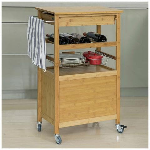 Carrello Di Servizio, scaffalle Da Cucina, portaoggetti Su Rotelle, con Armadietto, fkw53-n - Foto 10