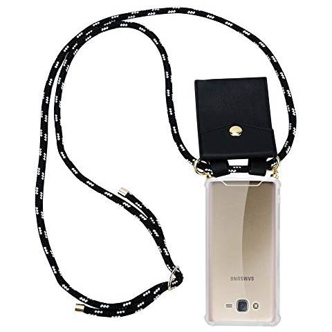 Catena Di Telefoni Cellulari Compatibile Con Samsung Galaxy J7 2015 In Nero Argento - Coperchio Protettivo In Silicone Con Anelli D'oro, Cinturino In Corda E Custodia Staccabile - Foto 1