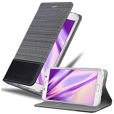 Custodia Compatibile Con Samsung Galaxy Note 5 In Grigio Nero - Coperchio Protettiva Con Chiusura Magnetica, Funzione Stand E Tasca Per Le Carte - Foto 1