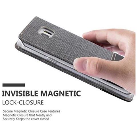 Custodia Compatibile Con Samsung Galaxy Note 5 In Grigio Nero - Coperchio Protettiva Con Chiusura Magnetica, Funzione Stand E Tasca Per Le Carte - Foto 9