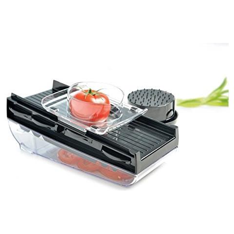 F21080 Mandolina Con 2 E 3 Grattugie Lama In Acciaio Inox Facile Da Usare Comfort Sicurezza E 1 Serbatoio Pulsante 11 Guardia Colorati Nerone Abs 298 X 12 X 103 Cm - Foto 2