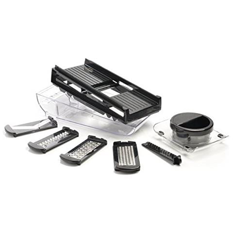 F21080 Mandolina Con 2 E 3 Grattugie Lama In Acciaio Inox Facile Da Usare Comfort Sicurezza E 1 Serbatoio Pulsante 11 Guardia Colorati Nerone Abs 298 X 12 X 103 Cm - Foto 1