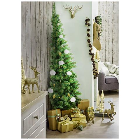 Albero di Natale Aosta, Mezzo Albero da parete artificiale extra folto, Albero effetto reale in PVC, 361 rami, Altezza cm 180 - Foto 1