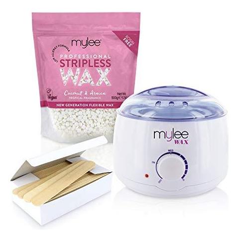 Kit Ceretta Professionale Con Scaldacera Beads Hard Wax 500g Spatole - Fagioli Film Solido Stripless Depilazione Ceretta Pellet No Striscia Necessario Made In Uk (coconut Arnica Wax Kit)  - Foto 1