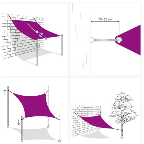 Vela Parasole in Tela Oxford Quadrata 2,5x2,5 m Antracite - Foto 6