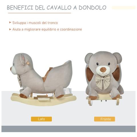 Dondolo A Forma Di Orso Per Bambini 18-36 Mesi - Grigio - Foto 6