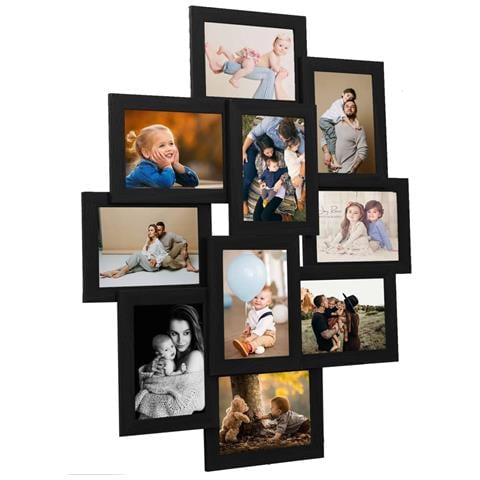 Cornice per Foto Collage per 10x (10x15 cm) Foto Nera in MDF - Foto 1