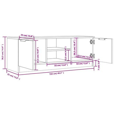 Mobile Porta Tv Rovere Sonoma 102x35x36,5 Cm Legno Multistrato - Foto 7