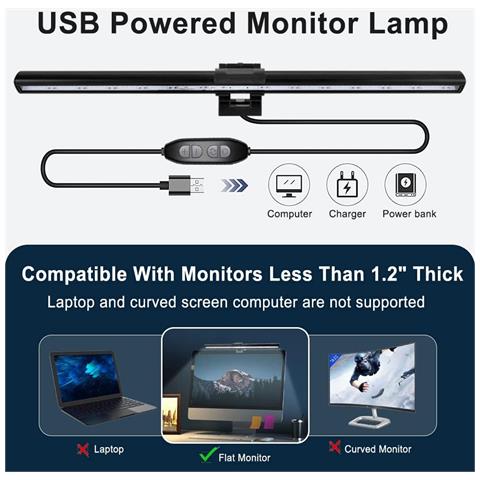 Barra Luminosa 5w Led Monitor Schermo Pc Usb Dimmerabile Protezione Occhi - Foto 2