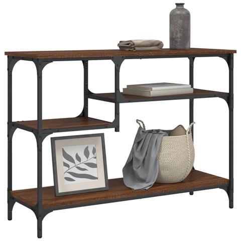 Tavolino Consolle Con Ripiani Rovere Marrone 100x35x75 Cm - Foto 1