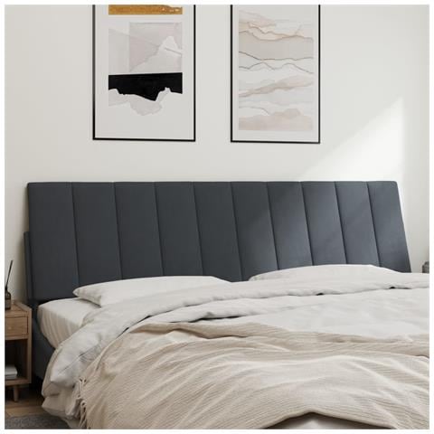 Cuscino Testiera Grigio Scuro 180 Cm In Velluto - Foto 3
