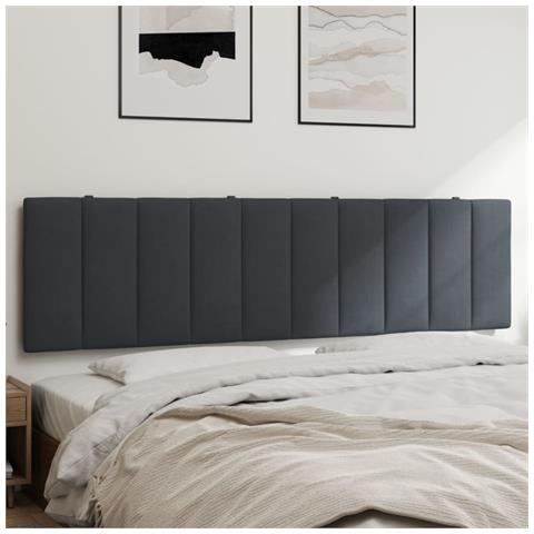 Cuscino Testiera Grigio Scuro 180 Cm In Velluto - Foto 1