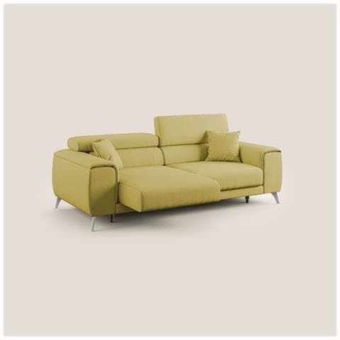 Fusion Divano con sedute allungabili in tessuto smacchiabile T05 185 cm giallo - Foto 2