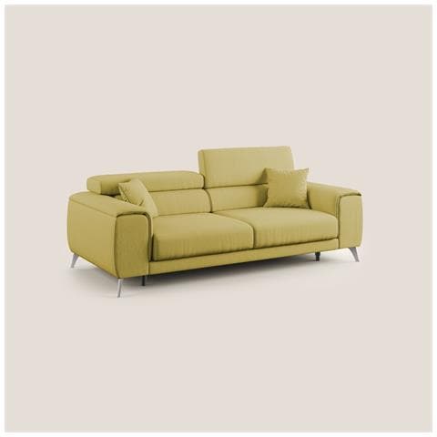 Fusion Divano con sedute allungabili in tessuto smacchiabile T05 185 cm giallo - Foto 1