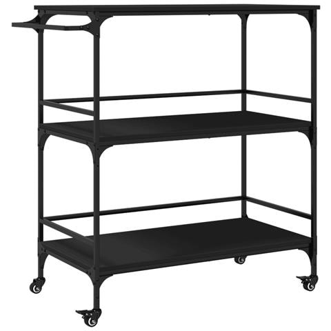 Carrello Da Cucina Nero 100,5x50x105 Cm In Legno Multistrato - Foto 2