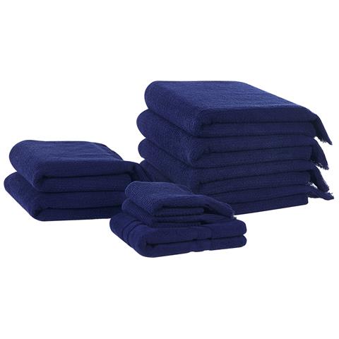 Set Di 9 Asciugamani Cotone Blu Marino Atiu - Foto 5