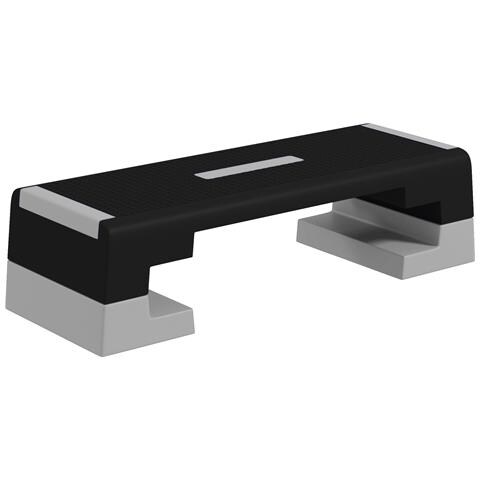 Stepper Ad Altezza Regolabile Con Gradini Rimovibili E Fondo Antiscivolo, In Abs, 97x36x15/20/25 Cm, Grigio - Foto 1