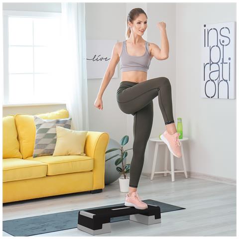 Stepper Ad Altezza Regolabile Con Gradini Rimovibili E Fondo Antiscivolo, In Abs, 97x36x15/20/25 Cm, Grigio - Foto 6