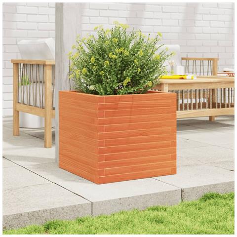 Fioriera Giardino Marrone Cera 50x50x46 Cm Legno Massello Pino - Foto 3