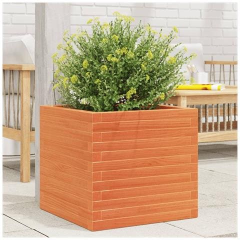 Fioriera Giardino Marrone Cera 50x50x46 Cm Legno Massello Pino - Foto 1