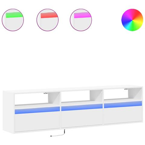 Mobile Tv A Parete Con Led Bianco 180x31x45 Cm - Foto 2