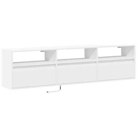 Mobile Tv A Parete Con Led Bianco 180x31x45 Cm - Foto 3