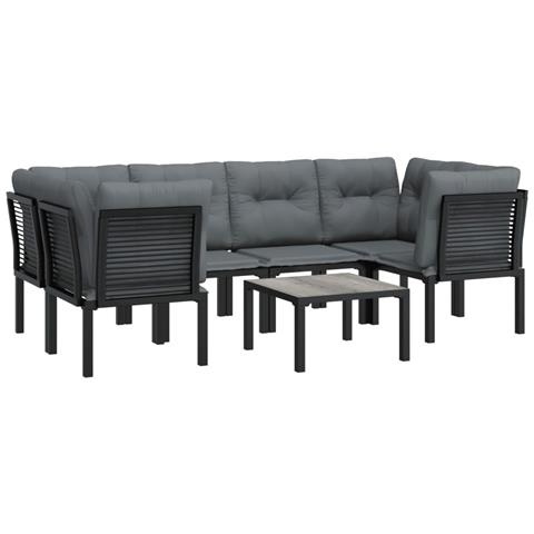 Set Salotto da Giardino 7 pz Nero e Grigio in Polyrattan - Foto 1