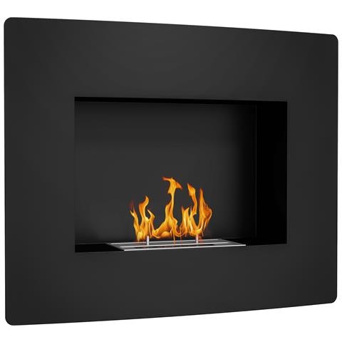 Caminetto a Bioetanolo da Incasso in Acciaio, Durata 3.3 Ore e Capacità 0.9L, 66x16x52 cm, Nero - Foto 1