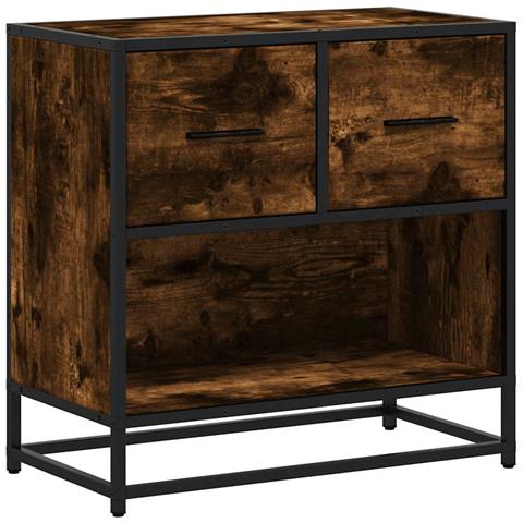 Comodino Rovere Fumo 60x31x60 Cm In Legno Multistrato E Metallo - Foto 2
