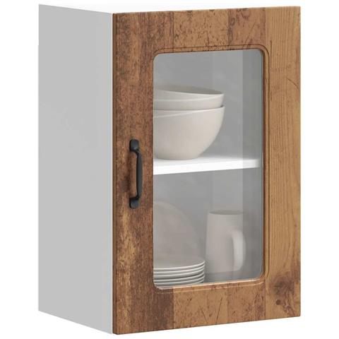 Pensile Da Cucina Con Porta In Vetro Kalmar Legno Vecchio - Foto 1