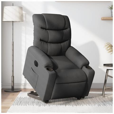 Poltrona Alzapersona Reclinabile Elettrica Grigio Scuro Tessuto - Foto 1