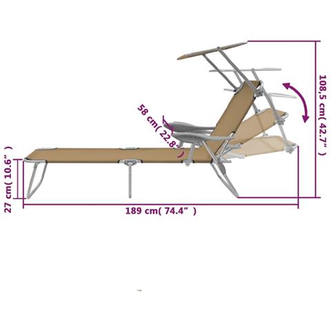 Lettino Prendisole Pieghevole Con Baldacchino In Acciaio Talpa - Foto 8