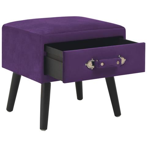 Lusso Casadino -  Comodino Viola Scuro 40x35x40 Cm In Velluto - Foto 1
