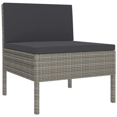 Set Divani Da Giardino 7 Pz Con Cuscini In Polyrattan Grigio - Foto 2