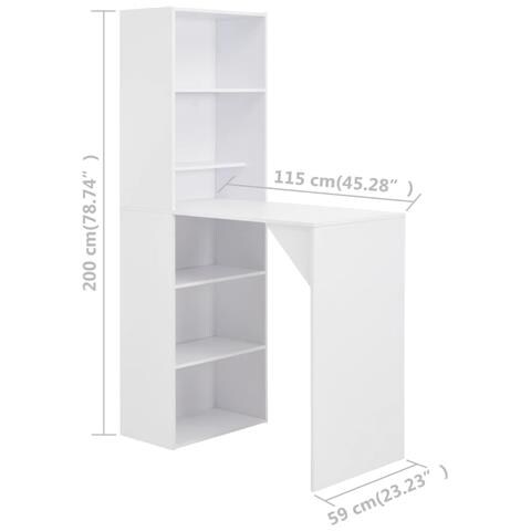 Lusso Casadino -  Tavolo Da Bar Con Mobiletto Bianco 115x59x200 Cm - Foto 6