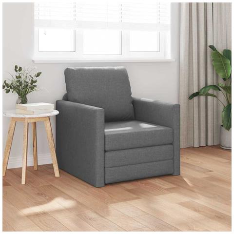 Sofa Bed Flooor 2-in-1 Grigio Scuro 74x77x81 cm Tessuto - Foto 2