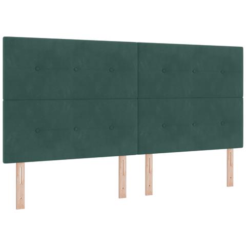 Testata con Bottoni Verde Scuro 200 cm Velluto - Foto 1
