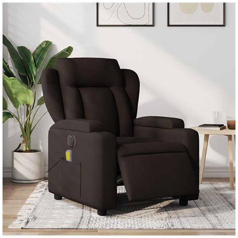 Poltrona Massaggio Reclinabile Elettrica Marrone Scuro Tessuto - Foto 2