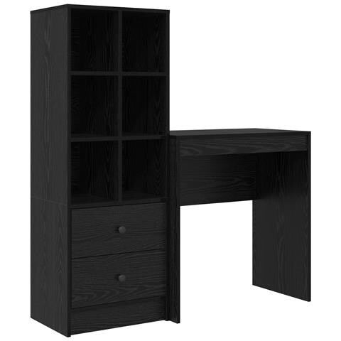 Scrivania con Stoccaggio Rovere Nero Legno Ingegnerizzato - Foto 1