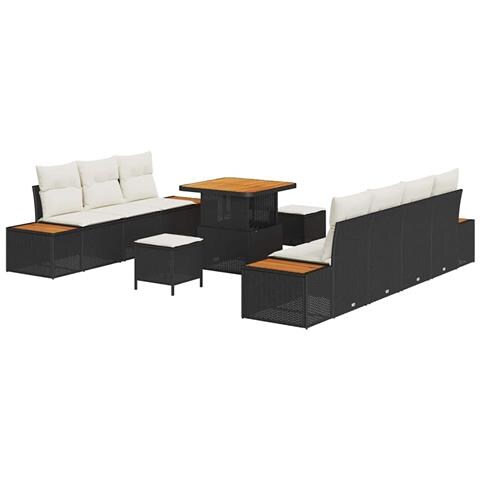 Set Divano da Giardino 10 pcs Nero e Crema 80 x 80 x 71 cm - Foto 1