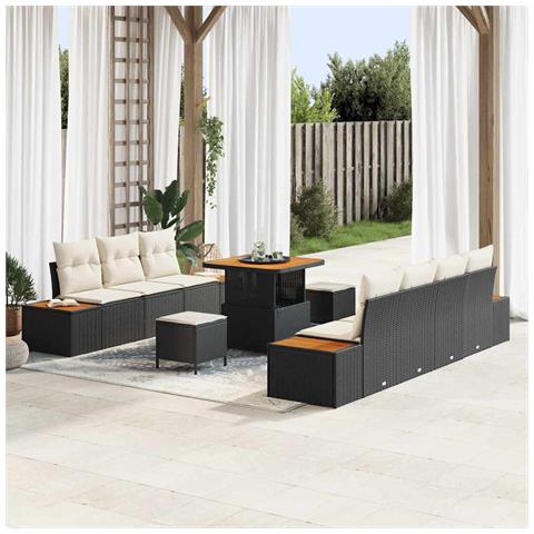 Set Divano da Giardino 10 pcs Nero e Crema 80 x 80 x 71 cm - Foto 2