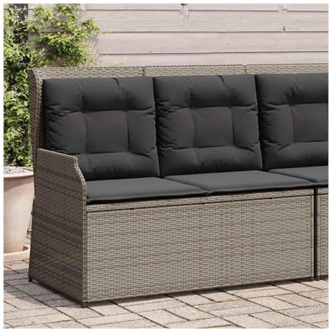 Panca Reclinabile da Giardino con Cuscini Grigia in Polyrattan - Foto 2