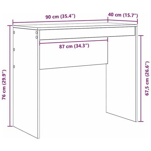 Scrivania Grigio cemento 90 x 40 x 76 cm Legno multistrato - Foto 8