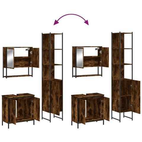 Set Mobili da Bagno 3 pz Rovere Fumo in Legno Multistrato - Foto 9