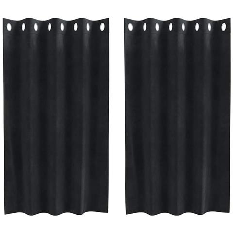 Tende con tende 2 pcs Nero 140 x 140 cm Velluto - Foto 1