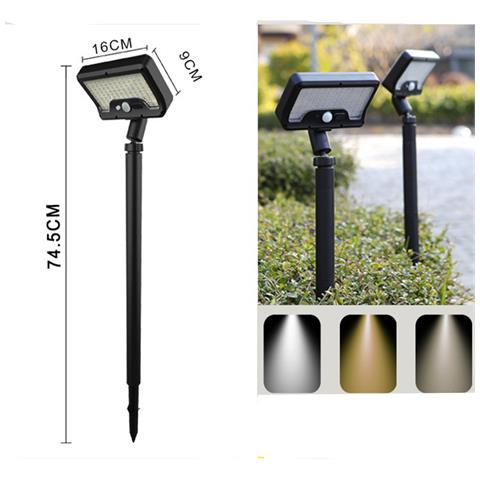 Luce Solare Led Da Giardino Con Sensore Di Movimento, 3 Modalità Di Colore, Testa Regolabile - Foto 1